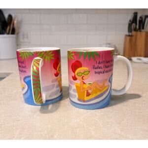 New Cape Shore set of 2 funny tropical coffee mugs colorful novelty cups